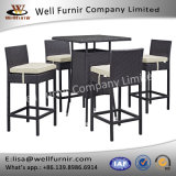 Well Furnir T-096 Water and UV Resistant Synthetic Rattan Weave 5 Piece Square Patio Pub Set