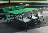 White Plastic Folding Tables in Outdoor, 8-Foot Fold-in-Half Table