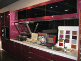 Red and Black High Gloss Wood Kitchen Cabinet