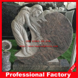 Hand Carved Red Granite Angel Tombstone