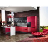 Custom Red Shiny Acrylic Kitchen Furniture (OP13-077)