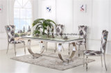 Home Furniture Stainless Steel Furniture Dining Room Set Tempered Glass Dining Table