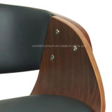 Faux Leather Upholstery Walnut Veneered Dining Chair