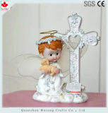 Wholesale Popular Polyresin Religious Mini Cross Child Figurines Table Decoration