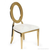 White Stainless Steel Golden Wedding Oval Back Chairs for Bride and Groom