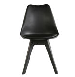 Black Vintage Leather Dining Chair with Plastic Legs