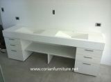 Simple Design White Bathroom Vanity with Corian Basin