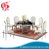 Stainless Steel with Temper Glass Dining Table and Chairs Set