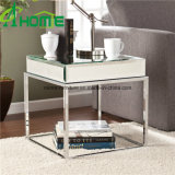 Mirrored Bedside Table with Stainless Legs
