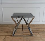 Stainless Steel Black Glass Top Side Table Coffee Table
