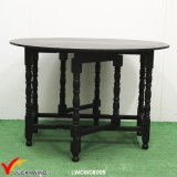 Round Flexible Vintage Wooden Dining Table Black