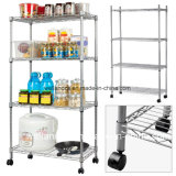 Portable 4 Tiers Light Duty Chrome Wire Shelving for Kitchen