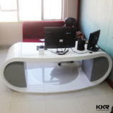 White Glossy Artificial Stone Office Reception Desk