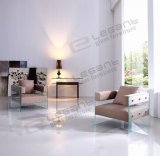 15mm Thickness Tempered Glass Sofa with Soft Fabric Seat