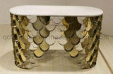 Luxurious Console Table with Marble Top Golden Stainless Steel