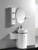 Round PVC Bathroom Cabinet with Shelf and Side Vanity