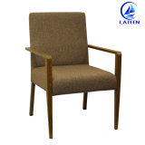 Aluminum Wood Imitate Dining Chair with Armrest Comfortable Cushion