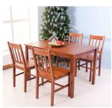 Merax 5PC Dining Dinette 4 Person Table and Chairs Set Soild Pine Wood Dining Kitchen (brown)