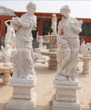 Chinese White Marble Four Seasons Lady Statues