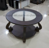 Retro Tea Restaurant Round Wooden Table with Glass (SP-HC587)