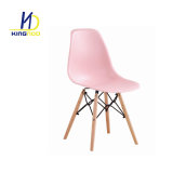 Cheap Modern New Design Chair Plastic&Wooden Leg Emes Plastic Dining Chair