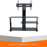 Tempered Glass TV Stand with Swivel TV Bracket