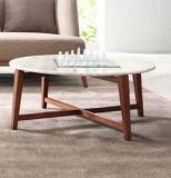 Living Room Furniture Solid Wood Natural Marble Top Coffee Table