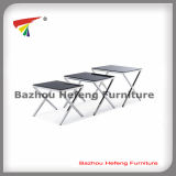 Tempered Glass with Stainless Tube Nesting Table (CT098)