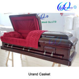 Dark Red Velvet High Gloss African Mahogany Coffin and Casket