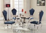 Stainless Steel Termpered Glass Round Luxury Chair Dining Table