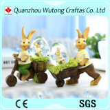 Custom Promotion Holiday Decoration Resin Easter Rabbit Figure Snow Globe