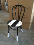 Inlaid Gold Bars Metal Coffee Chair with Black and White Cushion (SP-MC069B)