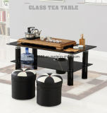 Black Tempering Glass Double Glass Tea Table