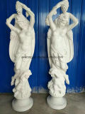 Western Style Stone Carvings and Sculptures Marble Kid&Woman Figure Statue
