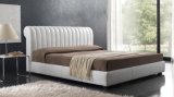 White Bonded Leather Bed with High Density Foam Head