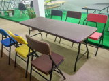 Cheap Wicker Pattern Plastic Dining Set, Folding Chair, Folding Table