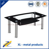 Modern Metal Base and Black Glass Coffee Table