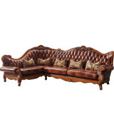 Wood Leather Corner Sofa for Living Room Furniture (802)