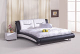 modern Design White/Black Match Curve Leather Bed