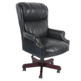 Traditional Leather Upholstered Wooden Chair