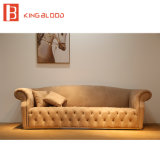 Luxury Living Room Khaki Nubuck Leather Chesterfield Sofa Furnitures