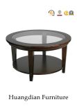 Low End Table with Wooden and Tempered Glass Top (HD920)
