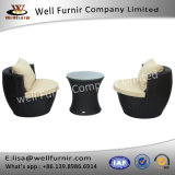 Well Furnir T-040 PE Resists UV Rays 3 Piece Rattan Wicker Outdoor Stacking Patio Chair Table Sets