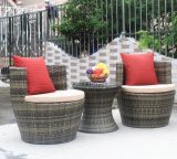 3 Pieces PE Rattan Swivel Chair Table Sets with Cushion