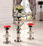 Stainless Steel High Glass Top Round Bar Table Cocktail Table