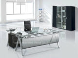 Modern Design Office Desk with Glass Top Office Furniture (HF-G0010)