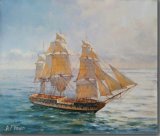 Sailboat Canvas Oil Painting for Wall Decoration