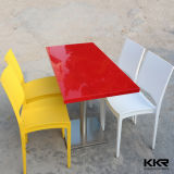 Red Fast Food Table Acrylic Solid Surface Restaurant Tables