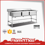 Stainless Steel Triple Sink Table (HST-718)