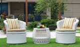 3 Pieces PE Rattan Swivel Chair Coffee Table Sets